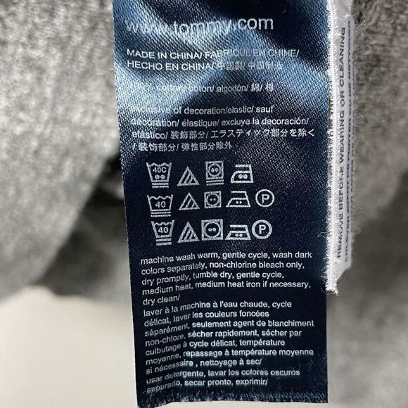 TOMMY HILFIGER Sweater Mens Large L Heather Gray Pullover 100% Cotton Crewneck - Picture 6 of 6